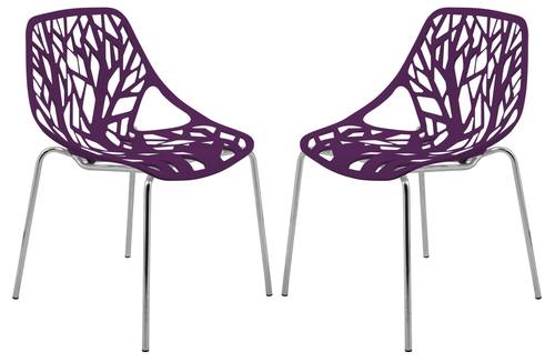 Asbury Modern Purple Dining Chair w/Chromed Legs (Set of 2) by LeisureMod