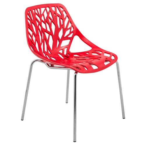 Asbury Modern Red Dining Chair w/Chromed Legs by LeisureMod
