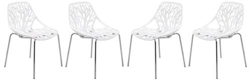 Asbury Modern White Dining Chair w/Chromed Legs (Set of 4) by LeisureMod