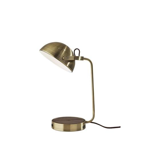 Brooks Antique Brass Adesso Charge Wireless Charging Desk Lamp by Adesso Furniture