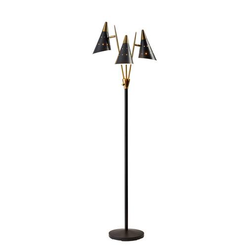 Nadine 3-Arm Floor Lamp (Black/Brass) by Adesso Furniture