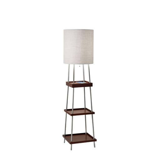 Henry AdessoCharge Shelf Floor Lamp (Brushed Steel/Walnut) by Adesso Furniture