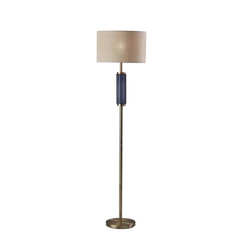 Delilah Floor Lamp Antique Brass & Blue Glass by Adesso Furniture