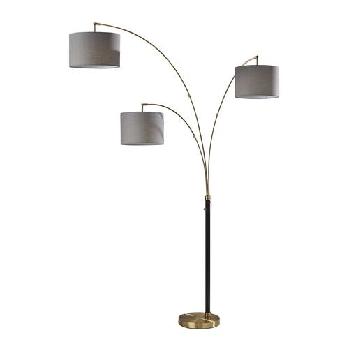 Bergen Black & Antique Brass 3-Arm Arc Lamp by Adesso Furniture