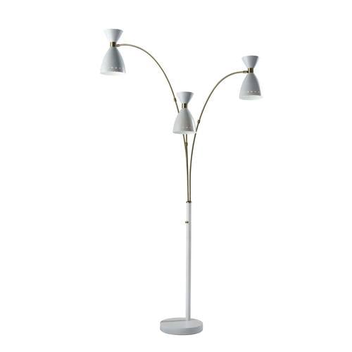 Oscar 3-Arm Arc Lamp- White w/Antique Brass by Adesso Furniture