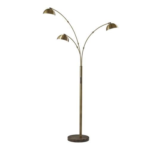 Bolton LED 3-Arm Arc Lamp Antique Brass by Adesso Furniture