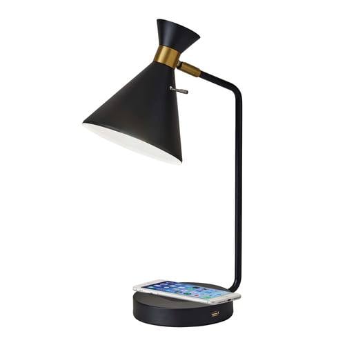 Maxine AdessoCharge Desk Lamp (Black/Brass) by Adesso Furniture