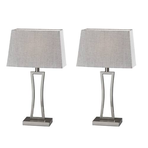 Camila Brushed Steel 2 Piece Table Lamp Bonus Pack by Adesso Furniture