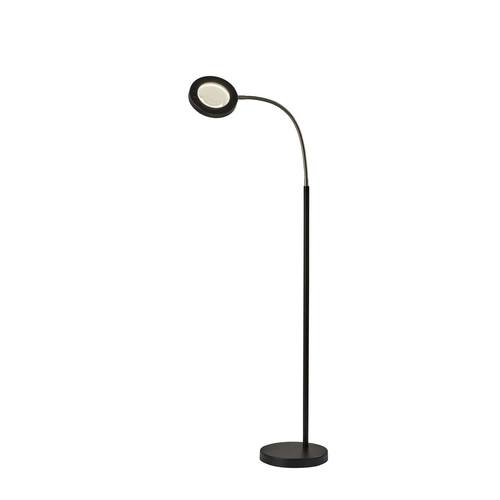 Holmes LED Magnifier Floor Lamp Brushed Steel & Black by Adesso Furniture