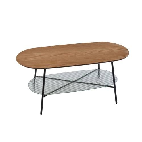Diane Natural Wood & Black Coffee Table by Adesso Furniture
