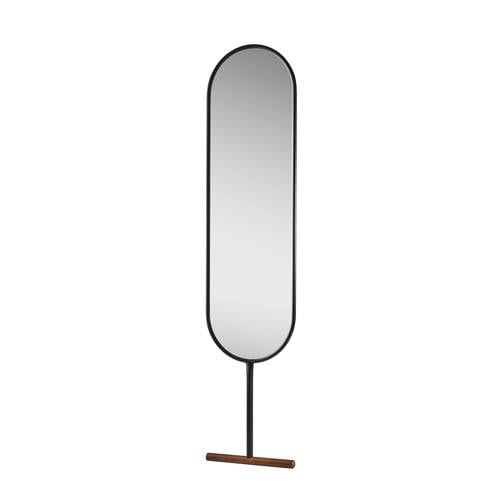 Willy Black & Walnut Leaning Mirror by Adesso Furniture