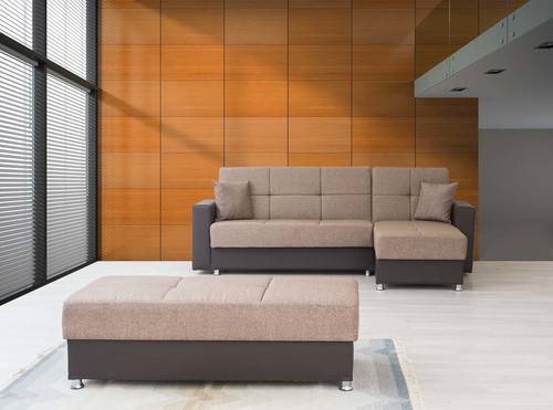 Adam Beige & Brown Reversible Sectional by Alpha Furniture