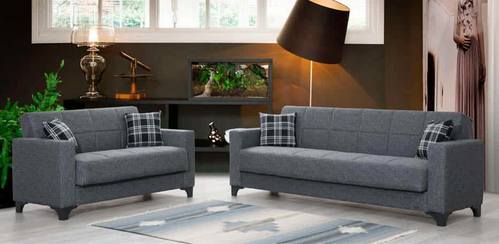 Armada Light Gray Fabric Loveseat by Alpha Furniture