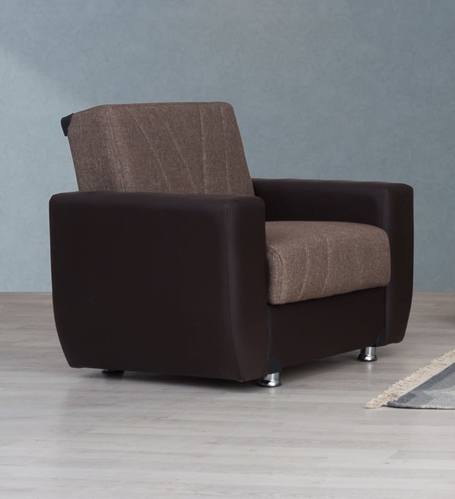 Duaa Light Brown Fabric w/Brown PU Leather Chair by Alpha Furniture