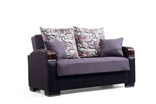 Elegance Gray Polyester Loveseat by Alpha Furniture