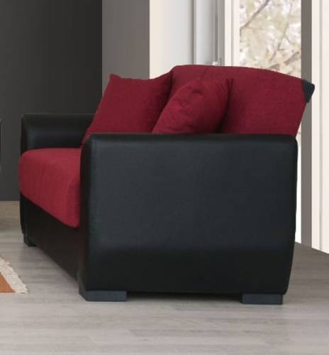 Emily Red & Black PU Leather Arms Loveseat by Alpha Furniture
