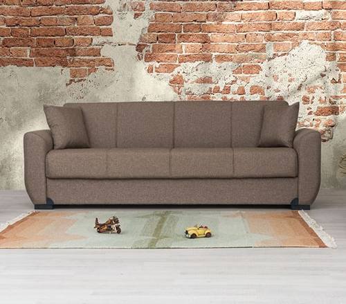 Fatima Light Brown Fabric Sofa Bed by Alpha Furniture