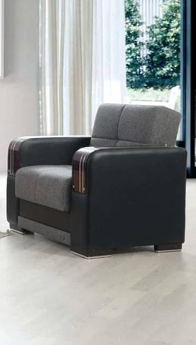 Hamilton Gray & Black Chair w/Wooden Arms by Alpha Furniture