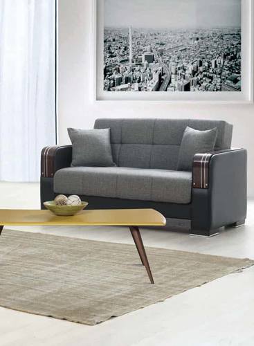 Hamilton Gray & Black Loveseat w/Wooden Arms by Alpha Furniture