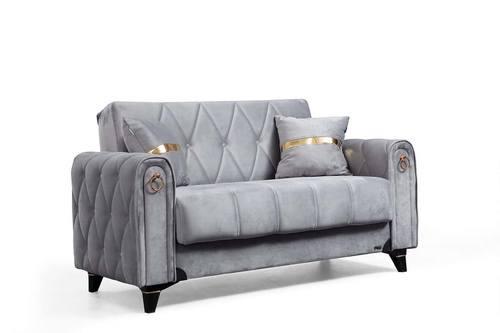 Istanbul Light Gray Velvet Fabric Loveseat by Alpha Furniture