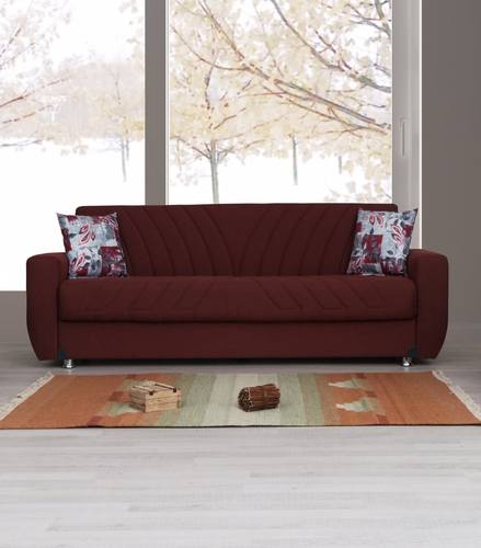 Jennifer Burgundy Fabric Sofa Bed by Alpha Furniture