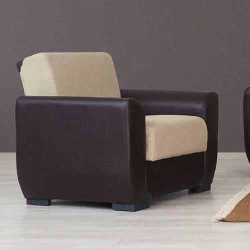 Jersey Beige & Brown PU Leather Arms Chair by Alpha Furniture