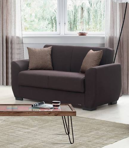 Karen Dark Brown Fabric Loveseat by Alpha Furniture