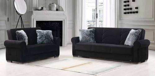 Madrid Black Fabric Sofa Bed by Alpha Furniture