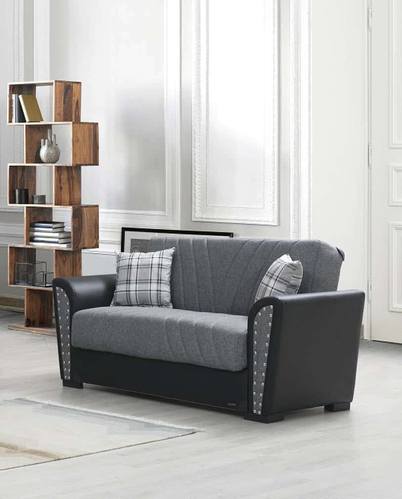 Salinas Gray Microfiber Loveseat by Alpha Furniture