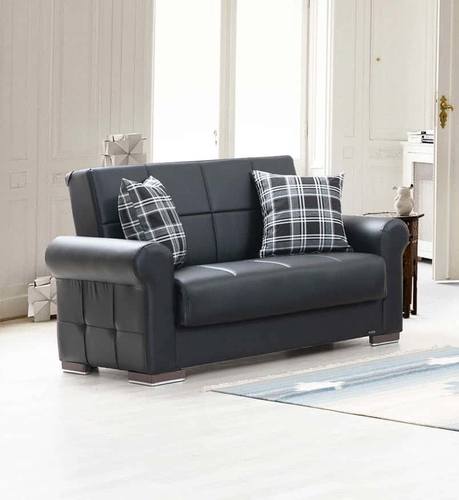 Silva Black PU Leatherette Loveseat by Alpha Furniture