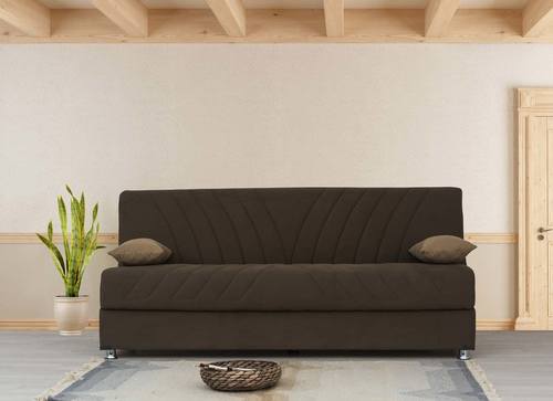 Sosa Brown Fabric Sofa Bed w/Chrome Legs by Alpha Furniture