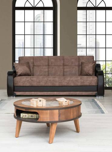 Zambak Brown Sofa Bed w/Storage by Alpha Furniture