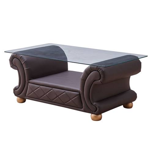 Apolo Brown Leather Coffee Table by ESF