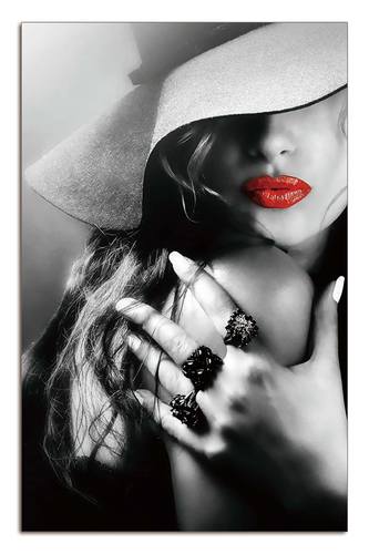 Red Lips & Sexy Hat Acrylic Print Unframed Wall Art by Amazing Rugs