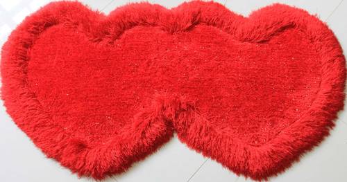 Red Double Heart Decorative Area Rug by Amazing Rugs
