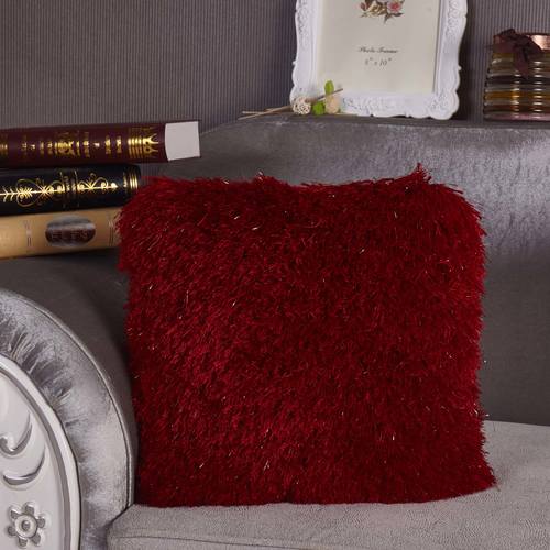 Decorative Shaggy Pillow w/Lurex in Red by Amazing Rugs
