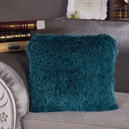 Decorative Shaggy Pillow w/Lurex in Turquoise by Amazing Rugs