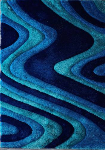 3D Ocean Waves Blue Shag Area Rug by Amazing Rugs