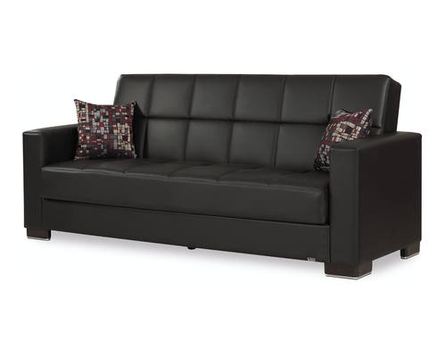 Armada Black Pu Leather Sofa Bed By Casamode