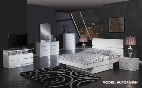 aurora white glossy bedroom setglobal furniture