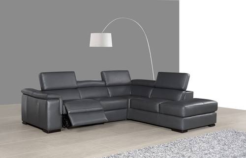 Agata Premium Italian Leather Sectional Slate Gray by J&M Furniture