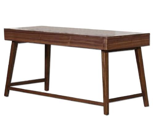 Anthrop Walnut Midcentury Style Desk w/Two Drawers & Solid Wood Framing by BH Furniture