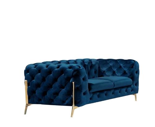 Chester Blue Fabric Loveseat w/Gold Accent Legs by BH Furniture