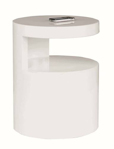 Ergo White High-Gloss End Table w/Swivel Top by BH Furniture