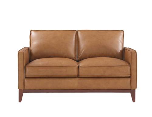 Harper Saddle Leather Loveseat w/Solid Wood Base by BH Furniture