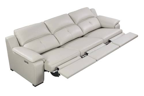 Thompson Smokey Taupe Premium Thick Leather Extended Sofa by BH Furniture