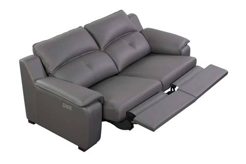 Thompson Slate Gray Premium Thick Leather Loveseat by BH Furniture