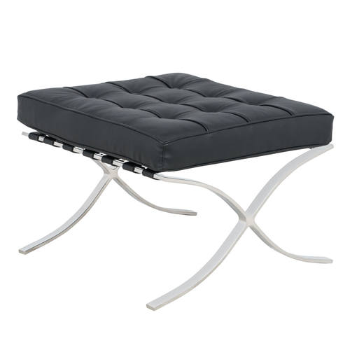 Bellefonte Style Modern Pavilion Black Leather Ottoman by LeisureMod
