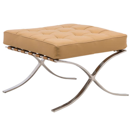 Bellefonte Style Modern Pavilion Light Brown Leather Ottoman by LeisureMod