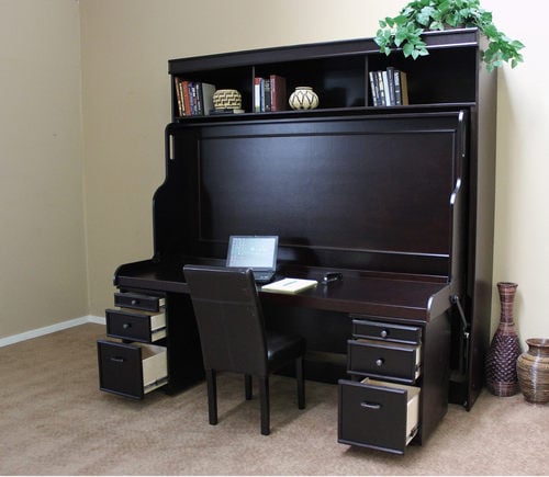 Bristol Hidden Bed with Desk and Built-in Hutch by Wallbeds